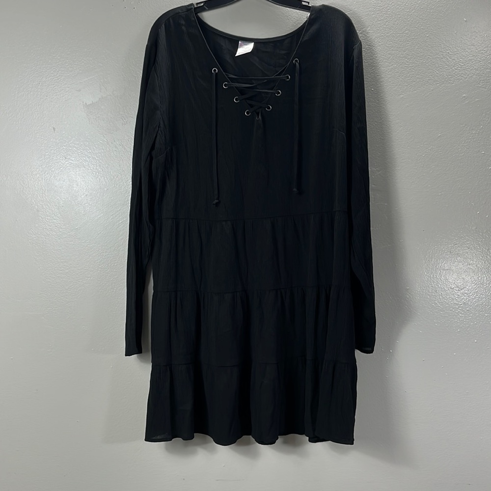 No Boundaries midi dress black Long Sleeves Laced Front Size XXL
